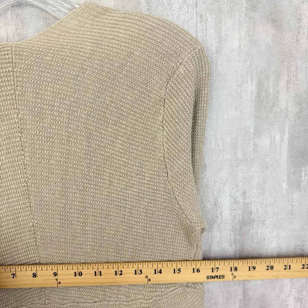 EILEEN FISHER Cardigan Petite PM Linen Open Knit Open Front Long Sleeve Beige - Picture 12 of 13